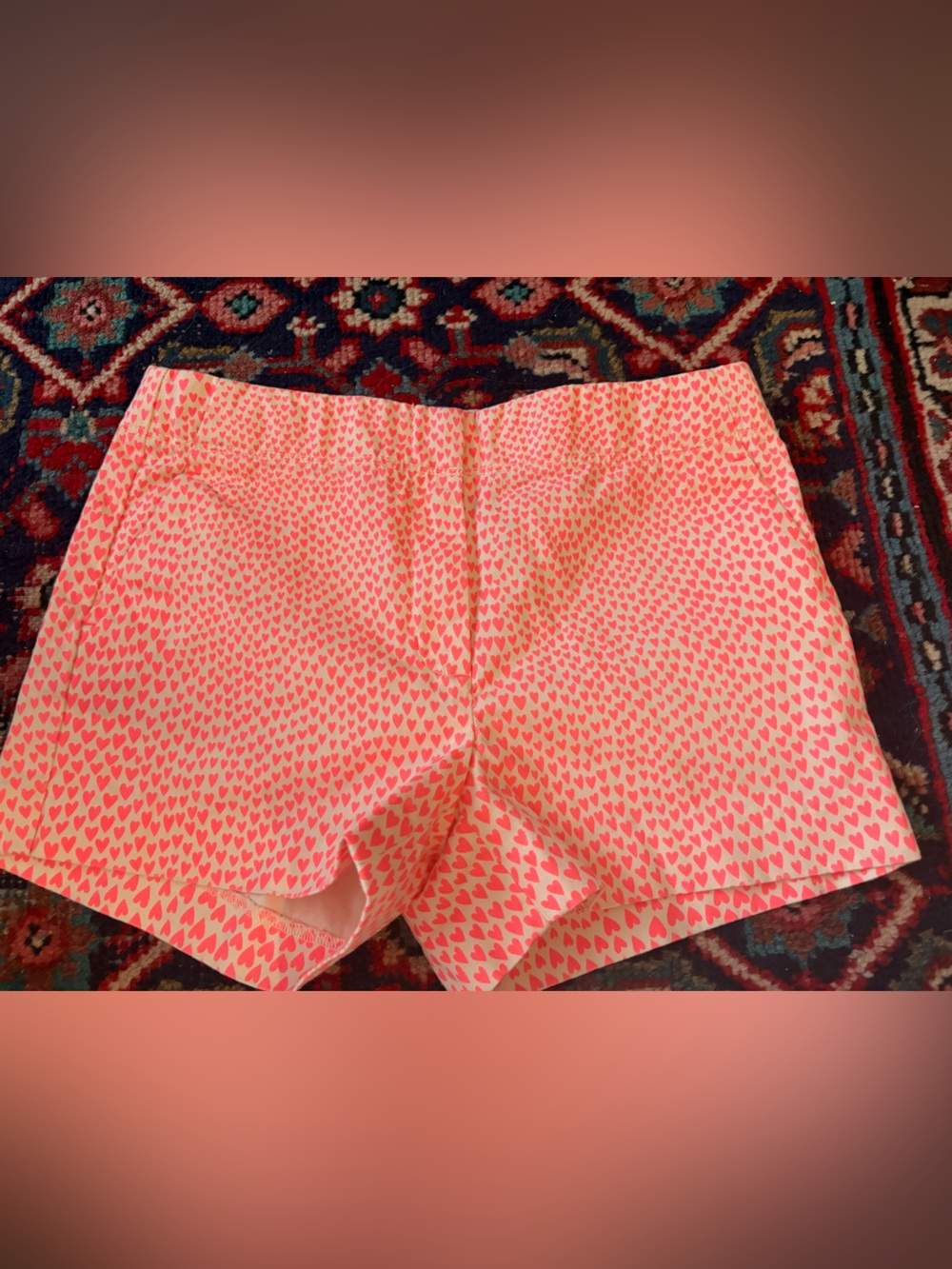 Crewcuts J Crew Coral Heart-Print Shorts Size 12